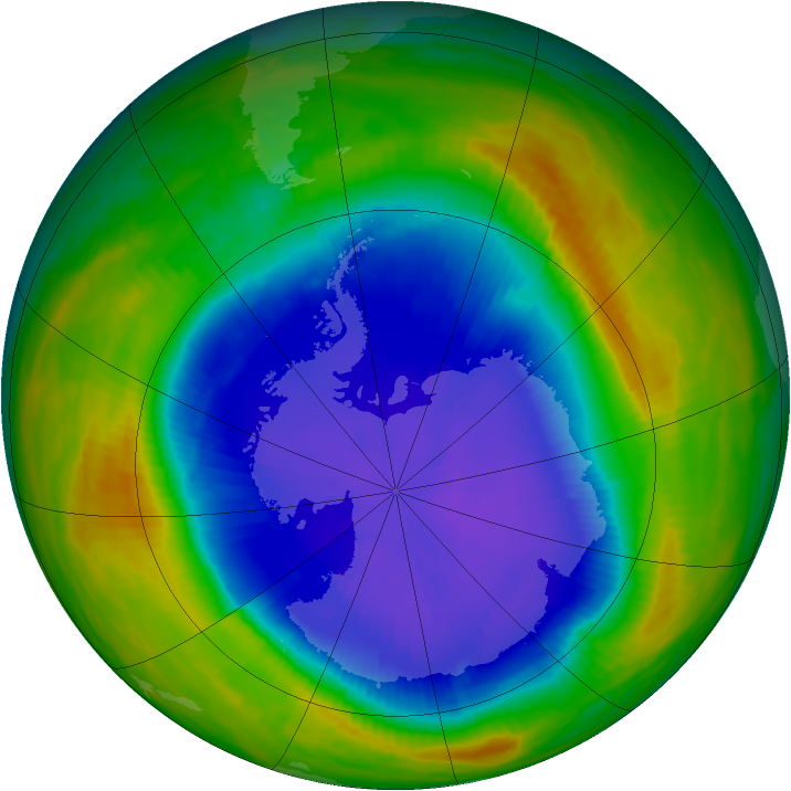 Antarctic ozone map for 25 October 1987